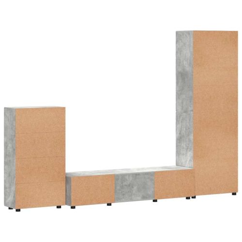 Комплект ТВ шкаф FLORIN 3 pcs Циментено сиво Инженерно дърво