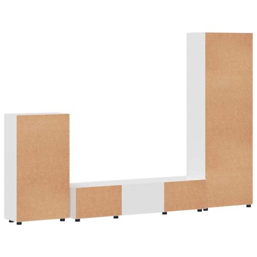 Комплект ТВ шкаф FLORIN 3 pcs Лъскаво бяло Инженерно дърво