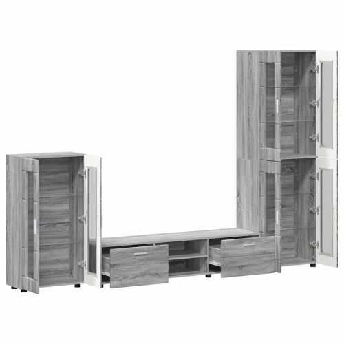 Комплект ТВ шкаф с чекмедже FLORIN Сив Сонома Инженерно дърво