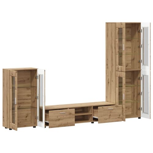 Комплект ТВ шкаф с чекмедже FLORIN 3 pcs Дъб Инженерно дърво