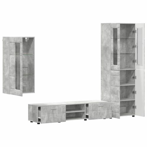 Комплект ТВ шкаф FLORIN 3 pcs Циментено сиво Инженерно дърво