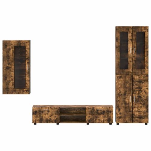 Комплект ТВ шкаф с рафт FLORIN 3 pcs Димян дъб Инженерно дърво