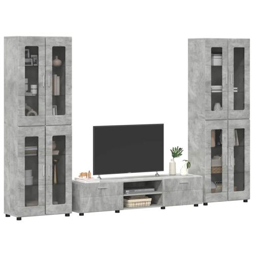 Комплект ТВ шкаф FLORIN 3 pcs Циментено сиво Инженерно дърво