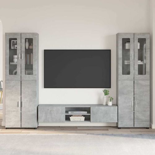 Комплект ТВ шкаф с рафт FLORIN Циментено сиво Инженерно дърво