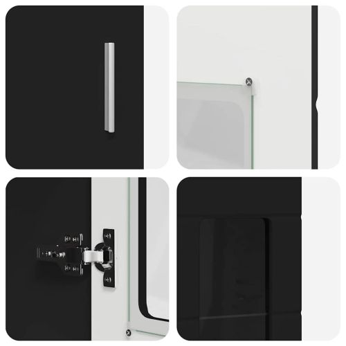 Комплект ТВ шкаф с чекмедже с рафт FLORIN Черно Инженерно дърво