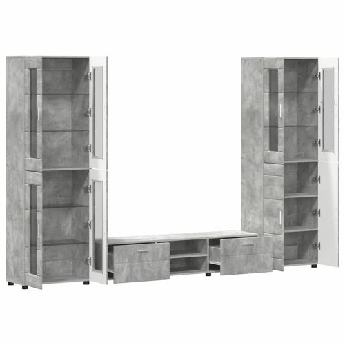 Комплект ТВ шкаф FLORIN 3 pcs Циментено сиво Инженерно дърво