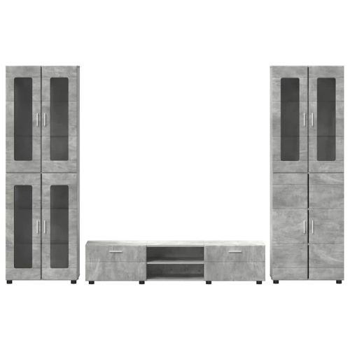 Комплект ТВ шкаф FLORIN 3 pcs Циментено сиво Инженерно дърво