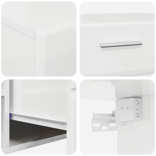 Комплект ТВ шкаф с чекмедже FLORIN Лъскаво бяло Инженерно дърво