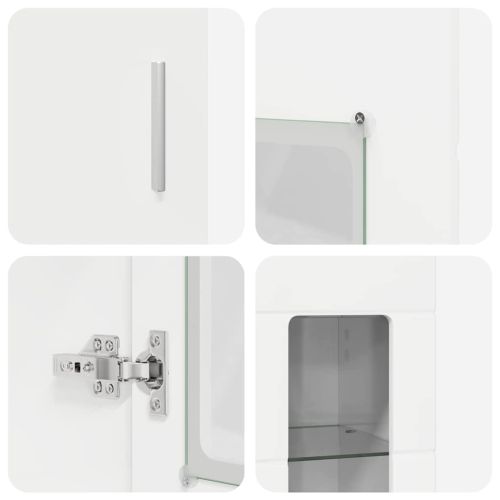 Комплект ТВ шкаф с чекмедже FLORIN Лъскаво бяло Инженерно дърво