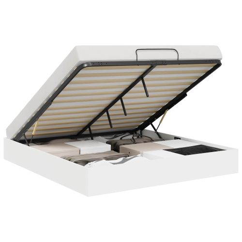 Отоманско легло Бял 203 x 180 x 25 см Инженерен дървен материал