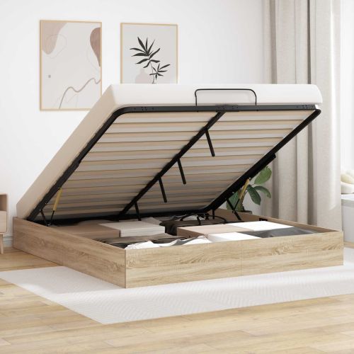 Отоманско легло със съхранение Сонома дъб 203 x 180 x 25 см