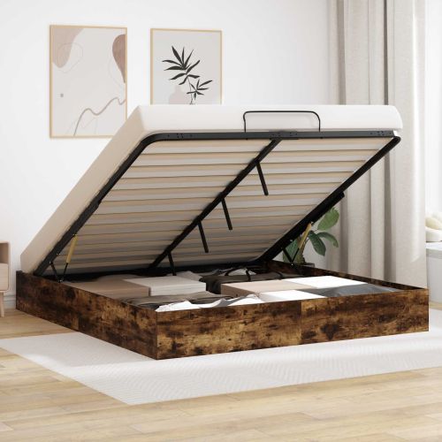 Отоманско легло със съхранение Пушена Дъб 203 x 180 x 25 см