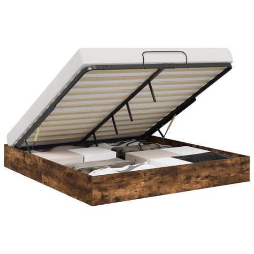 Отоманско легло със съхранение Пушена Дъб 203 x 180 x 25 см