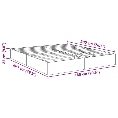 Отоманско легло със съхранение Пушена Дъб 203 x 180 x 25 см