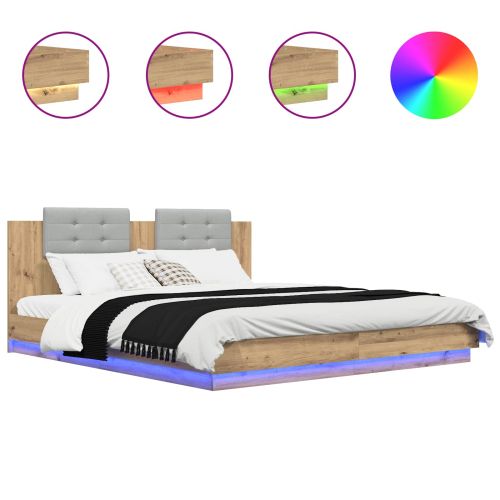 Леглова рамка с табла Дъб 200 x 200 cm Инженерно дърво