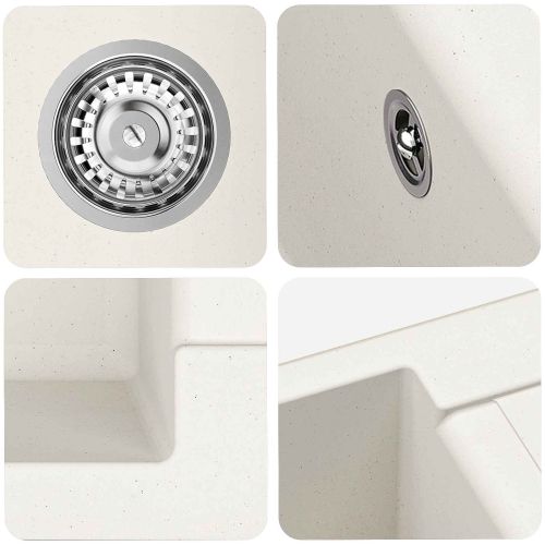 Мивка Бяло 620 x 500 мм 80% Кварц и 20% Смола