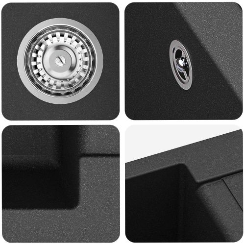 Мивка Черно 780 x 500 мм 80% Кварц и 20% Смола