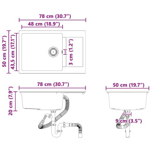 Мивка Бежово 780 x 500 мм 80% Кварц и 20% Смола