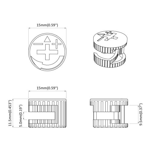 Гайки с кам лока 2 pcs Сребрист 15 x 11,5 мм Метал