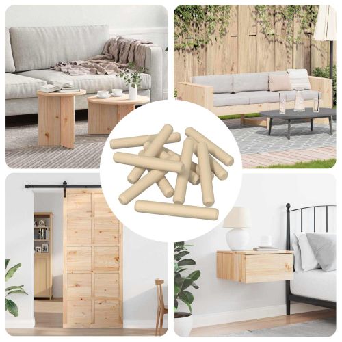 Дървени дюбели 12 pcs Кафяво Ø8 x 50 мм Масивна дървесина