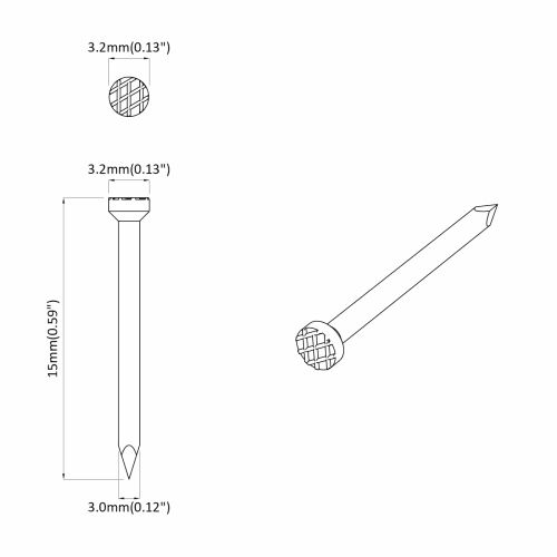 Нокти за Дърво 2 pcs Сребрист Ø 3 x 15 мм Метал