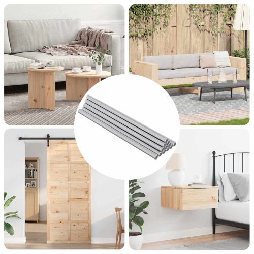 Резбован род 12 pcs Сребрист 6 x 135 мм Стомана