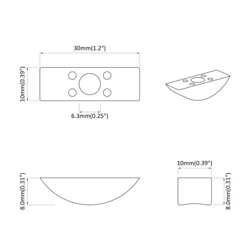 Полукръгла шайба 18 pcs Бяло М6 Полипропилен
