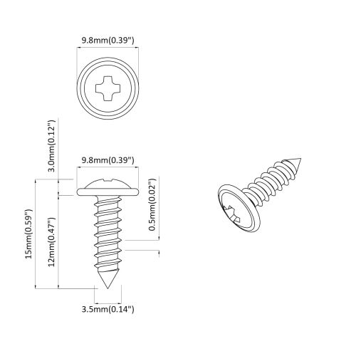 Самонарезен гвоздей 16364 pcs Черно 3,5 x 12 мм Желязо