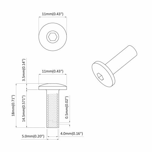 Гайки сSleeve 12 pcs Черен M4 x 14,5 мм Метал