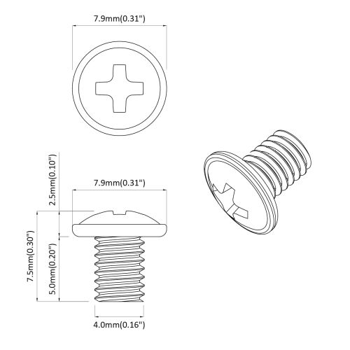 Заключващи винтове 12 pcs Сребрист M4 x 5 мм Желязо