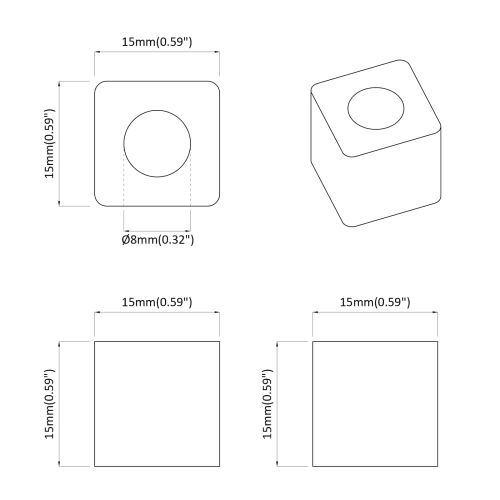 Държач за чекмедже 12 pcs Черно 15 x 15 x 15 мм PP кополимер