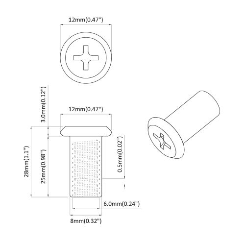 Гайка с заключване 2 pcs Никел М6 x 25 мм Стомана