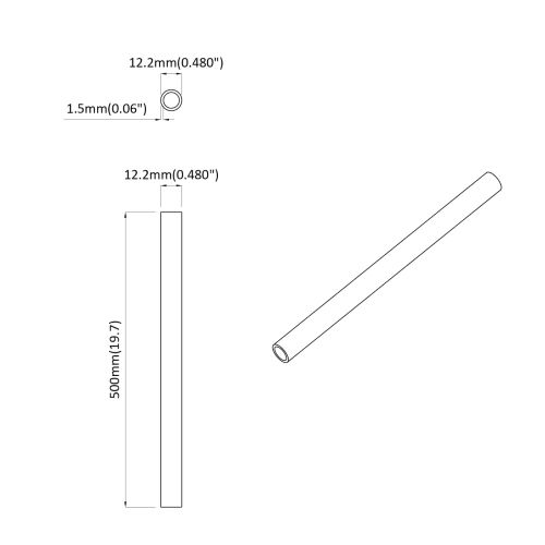 PVC Тръба 2 pcs Бяло 12,2 x 1,8 x 500 мм PP и PE