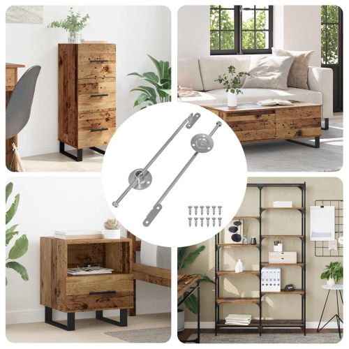 Лост с плъзгачи 2 pcs Сребрист Желязо