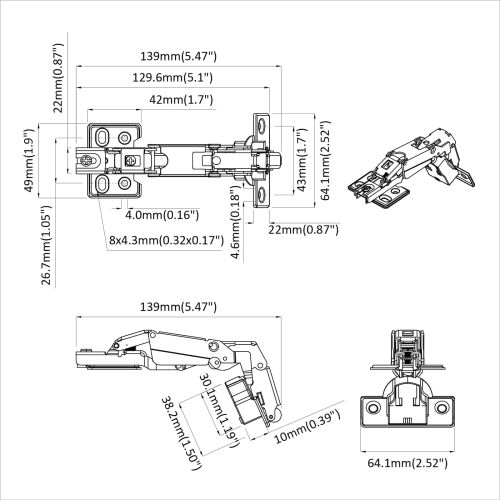 Панта 2 pcs Никел 139 x 64,1 x 10 мм Желязо