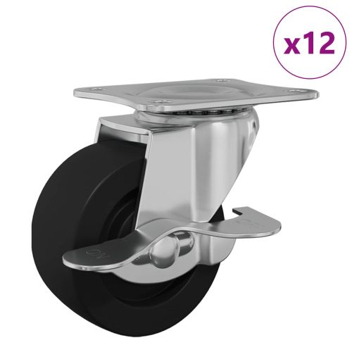 Кастър 12 pcs Черен и сребрист 50,7 x 50,7 x 24,4 мм