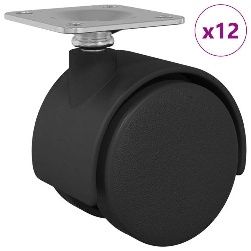 Въртящо се колело 12 pcs Черно 39,5 x 39,5 x 37,8 мм