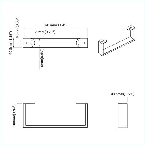 Крака за мебели 12 pcs Черно 341 x 40,5 x 100 мм Желязо
