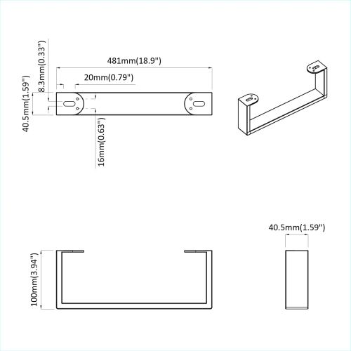 Крака за мебели 12 pcs Черно 481 x 40,5 x 100 мм Желязо