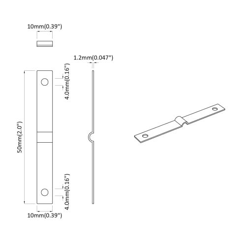 Ударна плоча 12 pcs Сребрист 50 x 10 x 1,2 мм Желязо