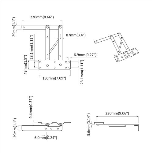Механизъм за повдигане на легло 2 pcs Черно 340 x 95 x 40 мм