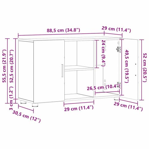 Служебен шкаф с рафт FLORIN Лъскаво бяло 88,5 x 30,5 x 55,5 см