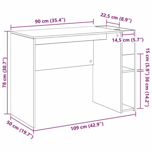 Бюро Сив Сонома 109 x 50 x 78 см Инженерно дърво