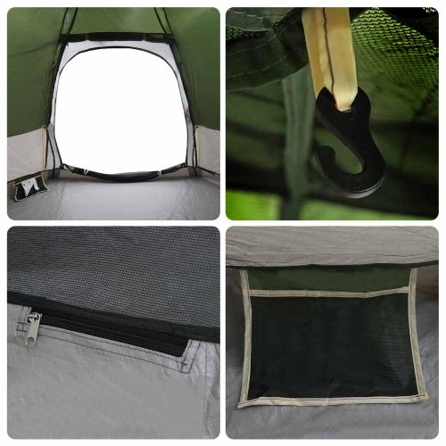 Тент с дъждобран за 4 души с бързо освобождаване с покрив Зелен