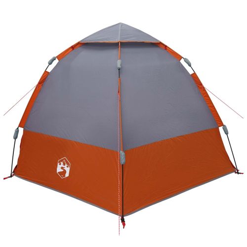 Тент с дъждобран за 4 души с бързо освобождаване Сив и оранжев