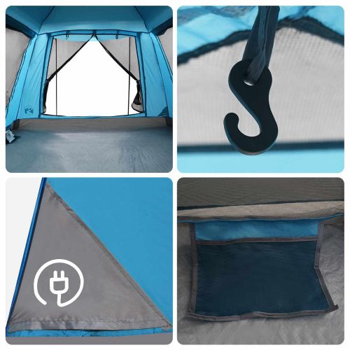 Моментна палатка с дъждобран за 3-ма бързо освобождаване Синьо
