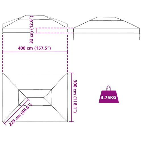 Сменяем покрив за беседка Прозрачен 400 x 300 x 32 см ПВЦ