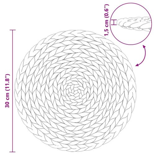 Кръгли Плетени Подложки 10 pcs Естествен Ø 30 cm Воден хиацинт