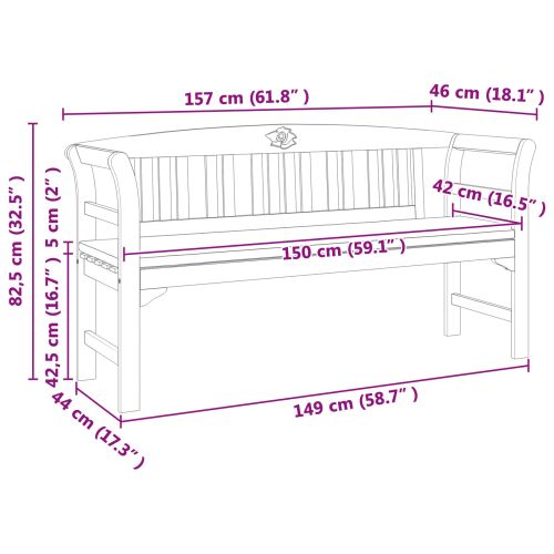 Розова пейка Естествен 157 x 46 x 82,5 см