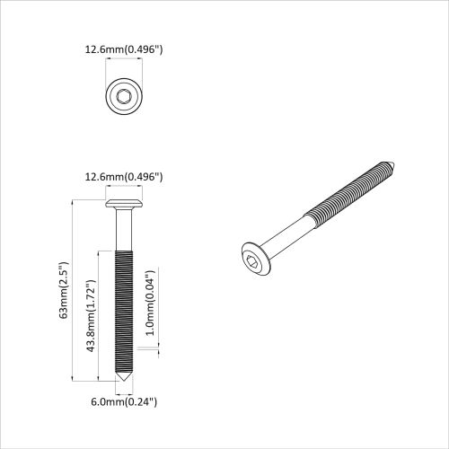 Винт 12 pcs Сребрист M6 x 60 мм Стомана